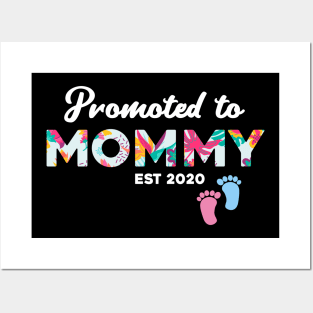 Promoted to Mommy Est 2020 First Time Mom Floral Mother Gift Posters and Art